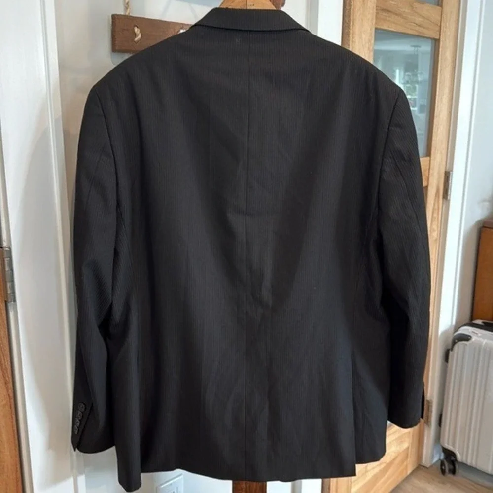 Michael Kors Mens Black Pinstripe‎ Two Button Blazer Suit Jacket 44R EUC